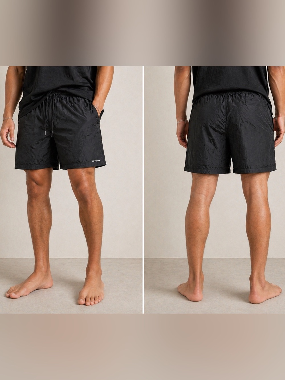 PYRA Nylon Beach Shorts Dark Green Forest Size L NWT